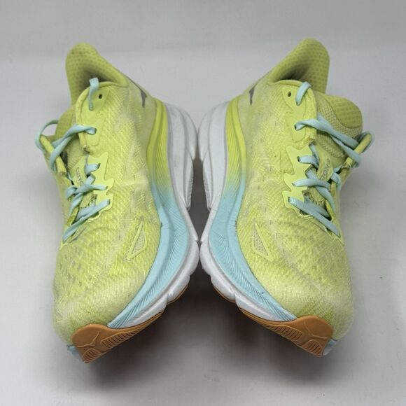 Hoka One One Clifton 9 Womens 9.5 M Yellow Blue Running Walking Shoes Sneakers - Picture 7 of 16